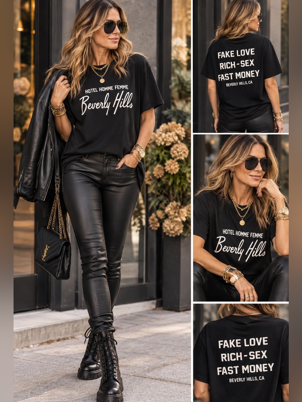 Homme Femme Beverly Hills Black T-Shirt